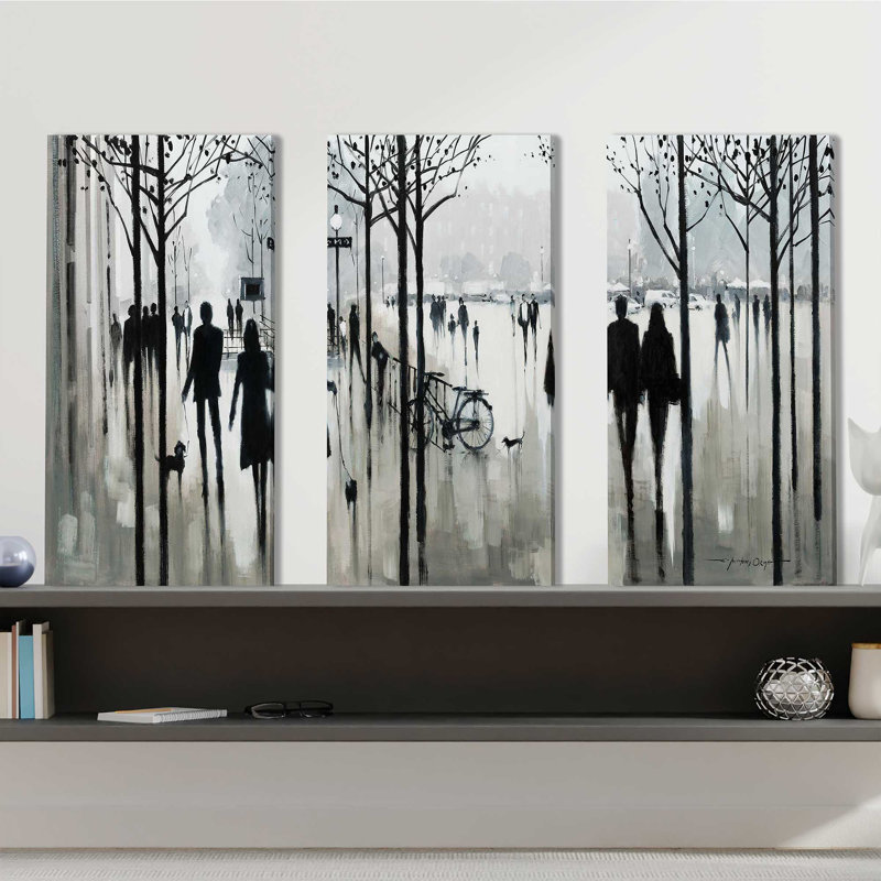 Morning Paris - Ensemble de 3 toiles tendues, H 32 po x l 48 po x P 0,75 po