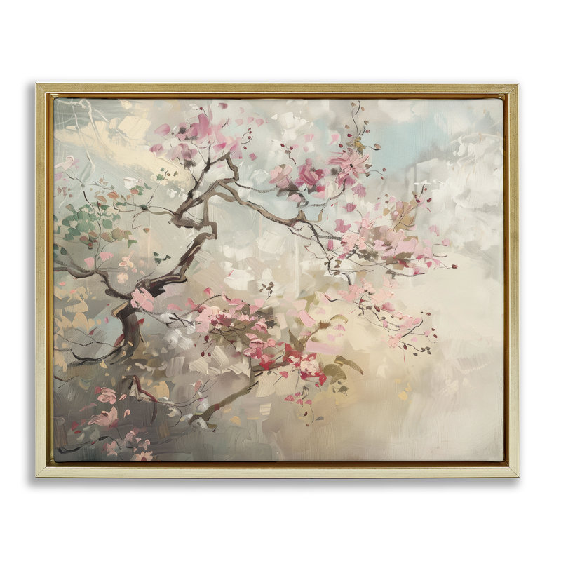 Cadre flottant Wild Cherry Blossoms Tree, design par Arlington Prints, H 17 po x l 21 po, Cadre flottant métallique doré