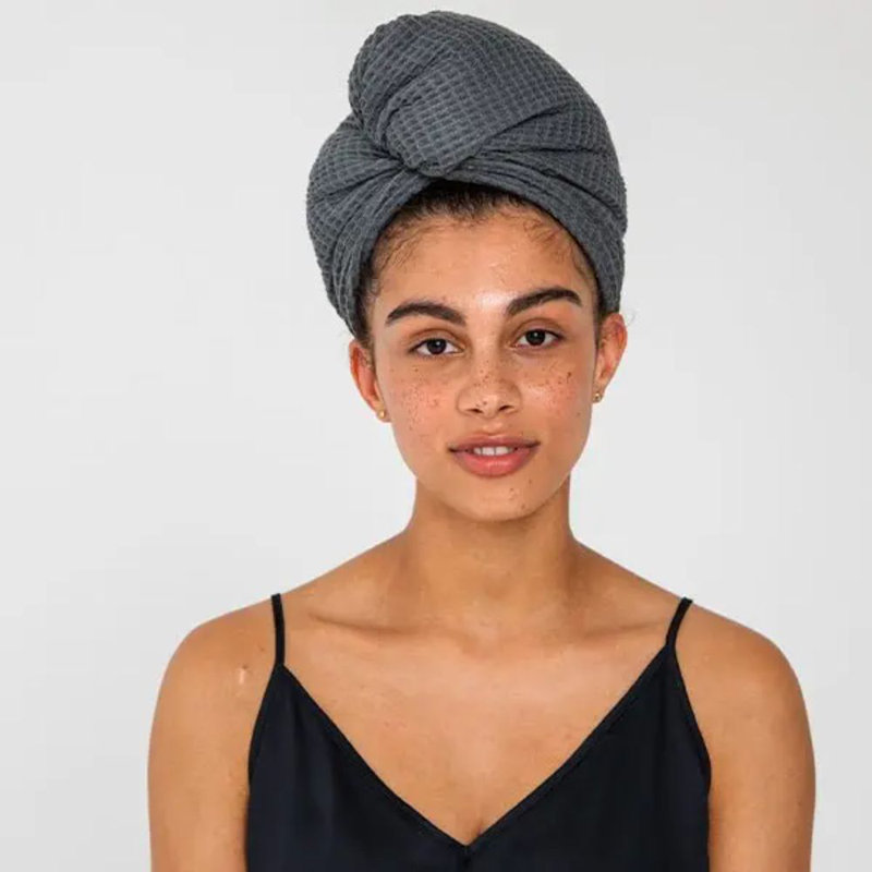 Serviette à cheveux gaufrée, Gris