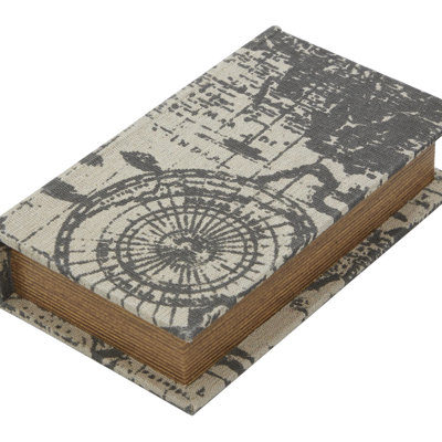 Brod Wooden Faux Book Multi Colored Decorative Box with World Map Cover Set