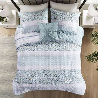 Courtepointe Seersucker avec coussin décoratif - et literie confortable recouverte de tissu décoratif inclus