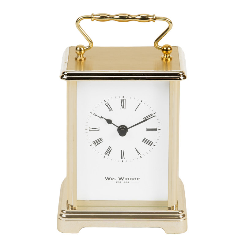 Roman Numeral Metal Quartz Movement / Crystal Tabletop Clock in Gold