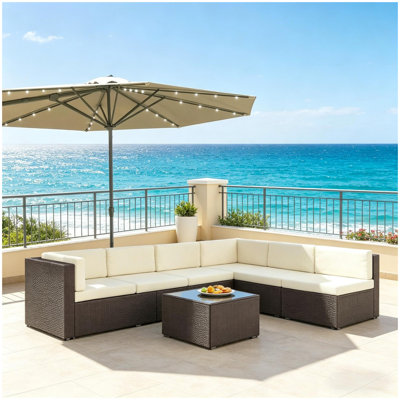 Outdoor Furniture Conversation Sets,7 Piece BeachFurniture Set,Sectional Rattan Furniture Set