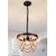Lustre en bois antique à 3 lumières avec cadre tambour unique
