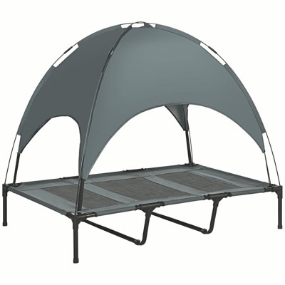 Lit surélevé portatif pour chien avec abat-jour de protection UV 48 po, gris