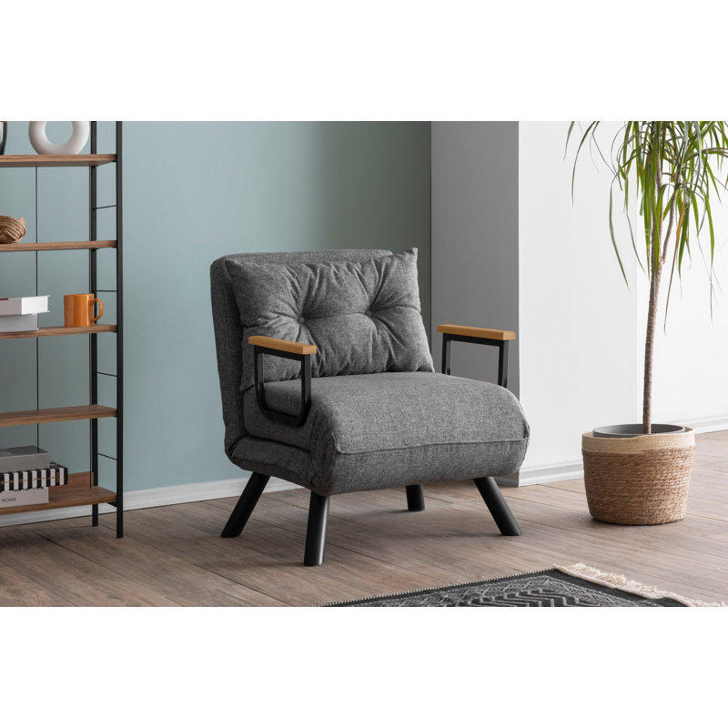 Fauteuil convertible Aakira, Lin gris pâle