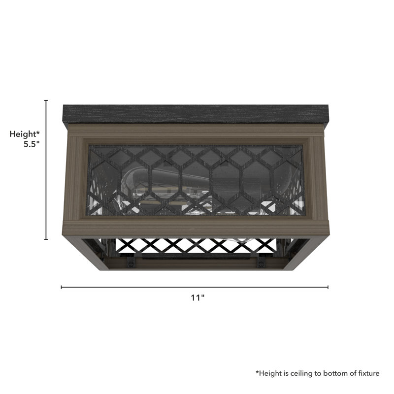 2 Light 11" Flush Mount, Rustic Iron