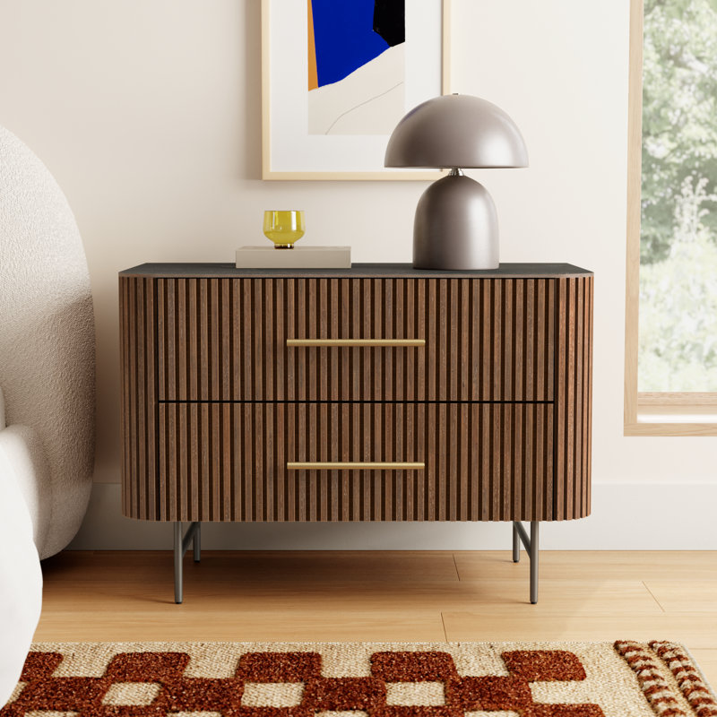 dresser night table NOVAMAISON 7 Drawer & Nightstand Set, 3-Piece Fluted Bedroom Dresser and Stand Set of 2 with Metal Handle, Modern Wood Chest of Drawers Storage Dressers Set for Bedroom, Walnut while the nightstands offer convenient space for bedside essentials Westlake 2 - Drawer Nightstand
