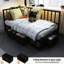 Lit d'angle simple en métal noir avec éclairage à DEL et tiroirs de rangement, idéal pour les petits espaces de salon, 3 tiroirs profonds, 2 espaces de rangement ouverts pour le lit de jour, différents espaces de chambre à coucher,
