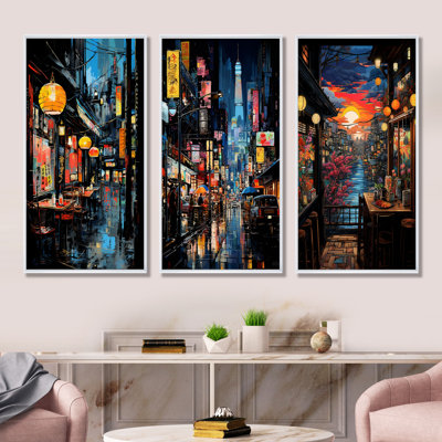 «Japon Street Art Alleyway I», ensemble de 4 impressions sur toile Japon