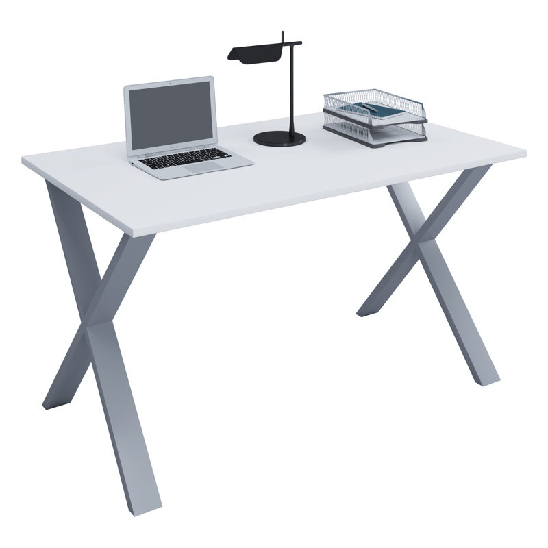Remey Writing Desk, White/Grey, 76cm H x 110cm W x 80cm D