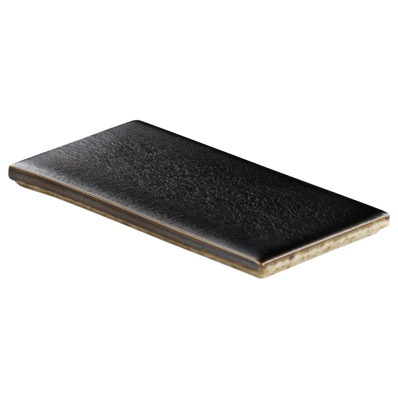 Nabi Subway 3X6 Crackled Glossy Glass Tile, Metallic Gunmetal