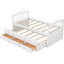 Lit superposé simple au-dessus de bois blanc avec lit gigogne - Tiroirs d'appoint élégants et solution de sommeil-130429127