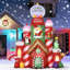 Château gonflable de Noël de 10 pi avec lumières rotatives et décoration extérieure durable pour les fêtes
