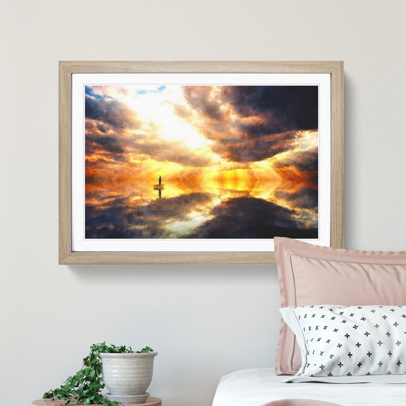 Fishing Boat - Picture Frame Graphic Art Print, 45cm H x 63cm W x 2cm D, Oak Framed