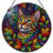 7.8"H Colorful Cat Stained Glass Window Panel-2131998991