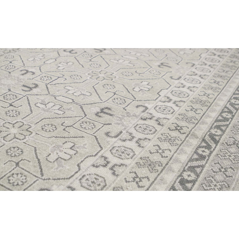 Hand-Knotted High-Quality Light Green Area Rug