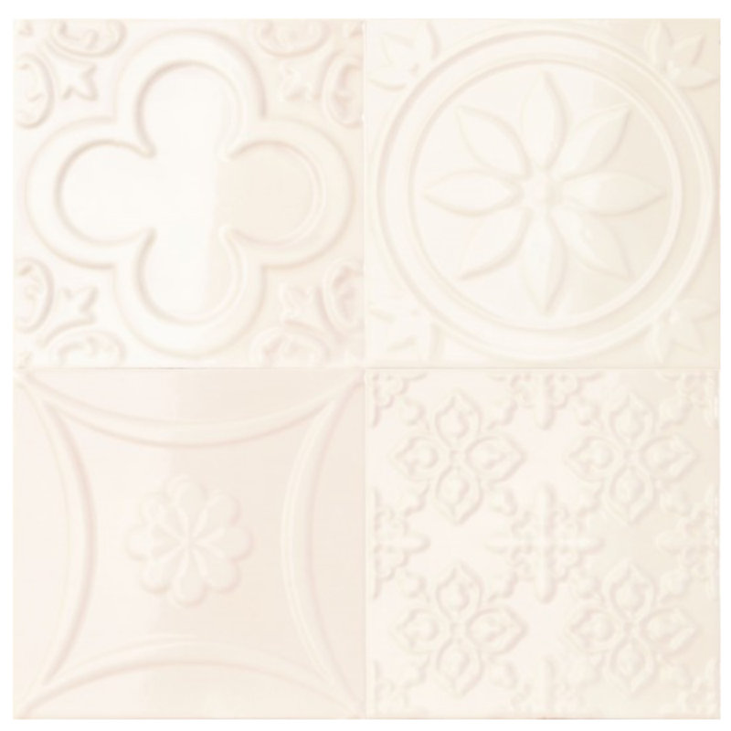 Coat of Arms 6" x 6" Ceramic Patterned Tile, White