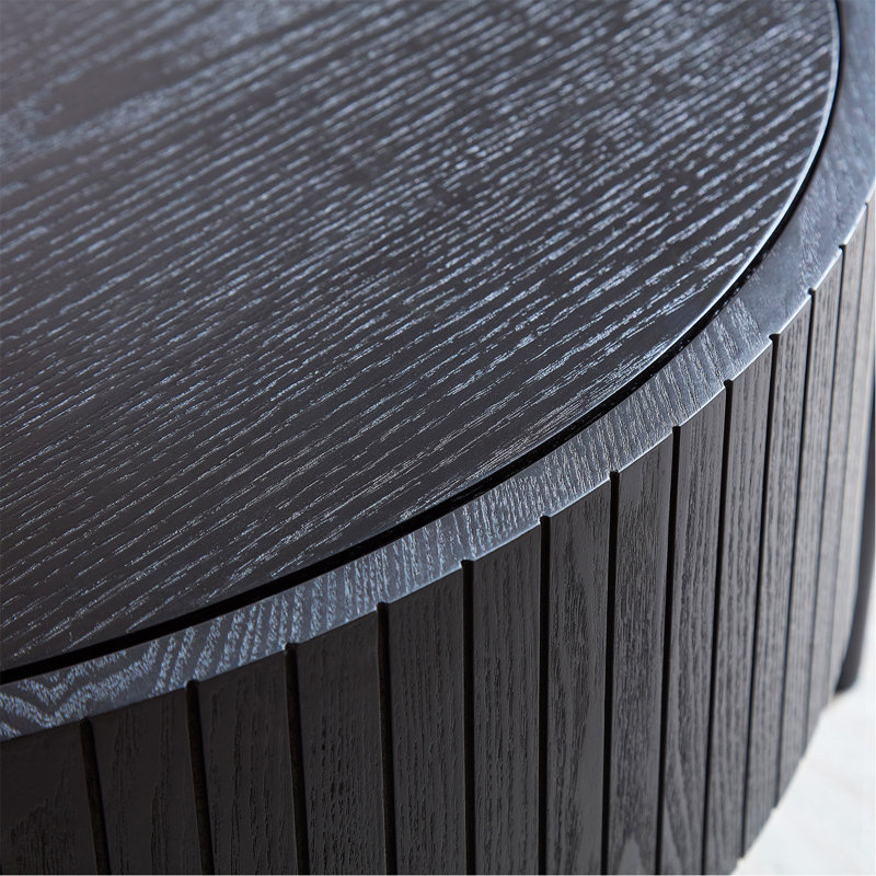 Table basse ronde avec rangement Table d'appoint moderne pour le salon et la chambre à coucher, Noir