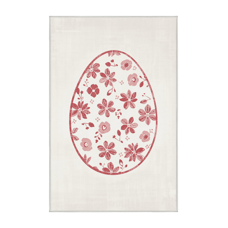 Soft Plush Escarcega Easter Modern & Contemporary Abstract Area Rug in White – White Binding, 4x6