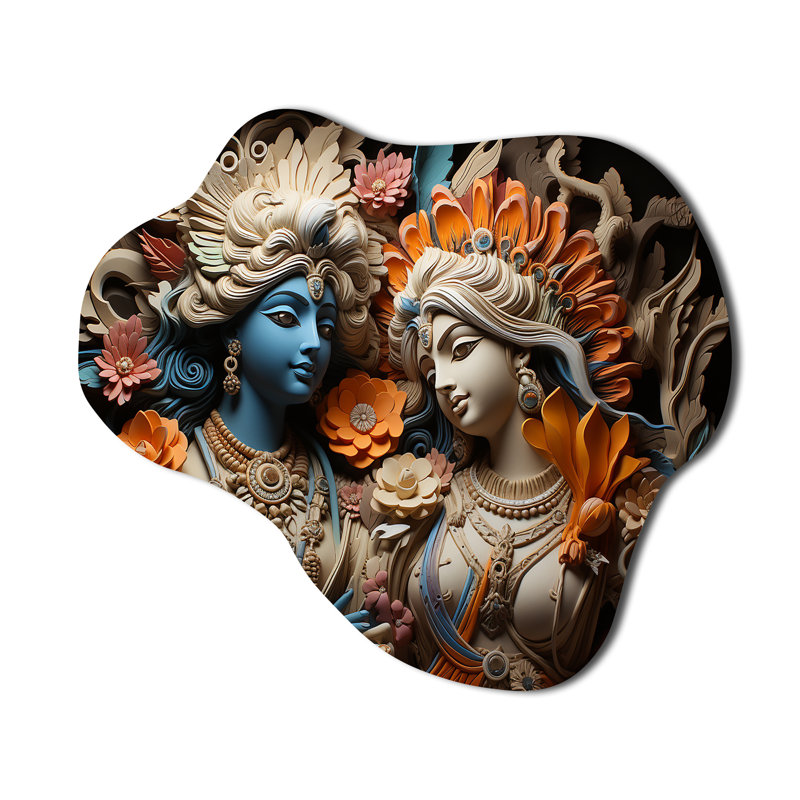 Hindouisme Krishna kaki Gods - Cloud Hindouisme en métal, sculpture murale asymétrique en métal, H 25 po x l 28 po x P 1 po