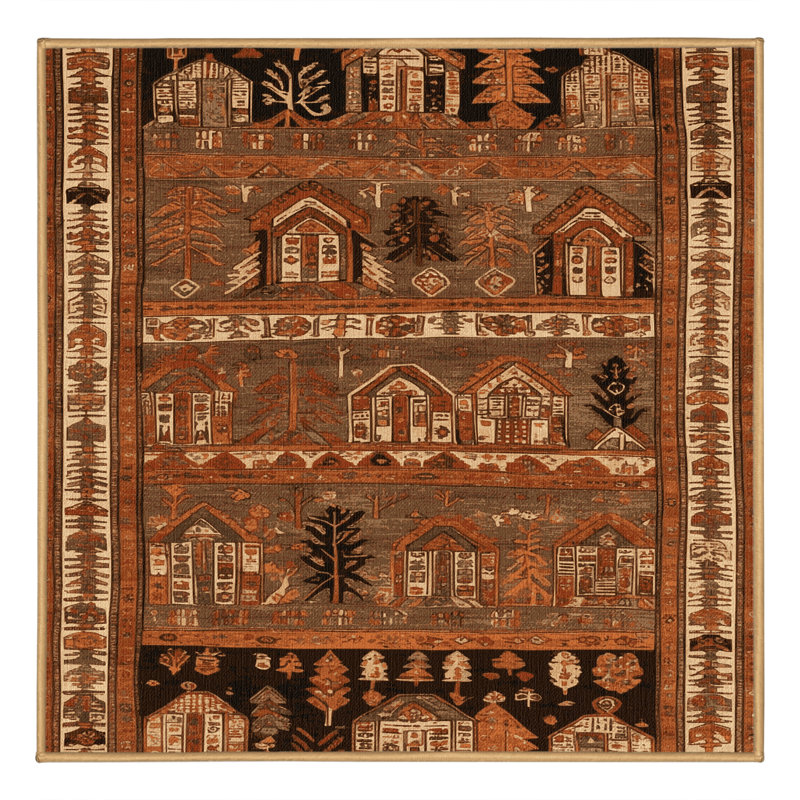 Machine Washable Turkish Brown Area Rug, Square 4'
