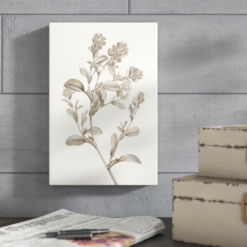 «Neutral Botanical Study II», peinture sur toile, H 12 po x l 8 po x P 1,25 po, Toile tendue