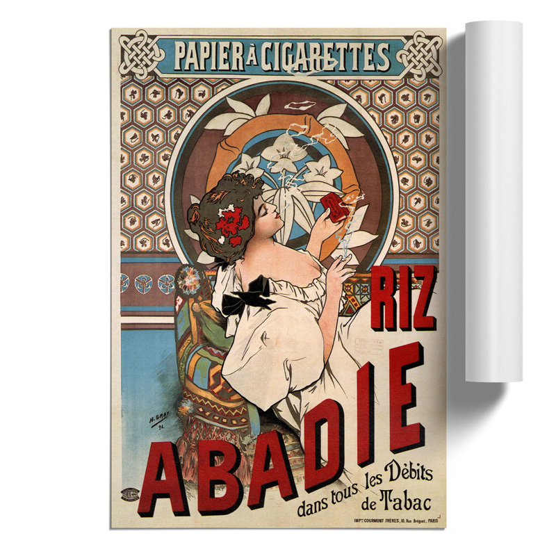 Rolling Paper by Alphonse Mucha - No Frame Painting, 59cm H x 42cm W x 0.1cm D