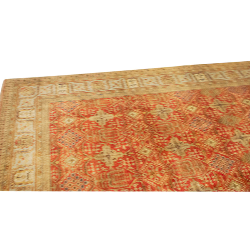 Tapis rouille et bleu clair de haute qualité noué à la main
