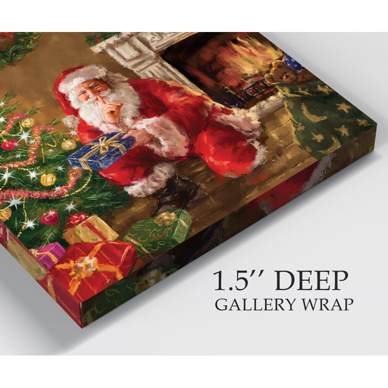 Santa's Secret - Wrapped Canvas Print, 10" H x 10" W x 1.5" D