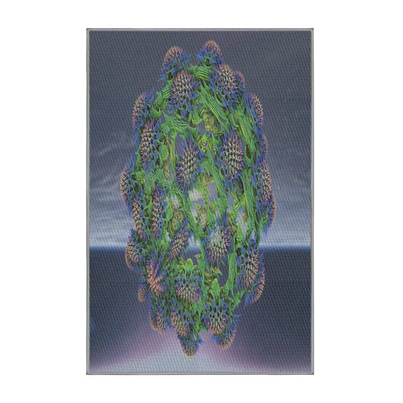 Tapis vert/gris tissé à la machine, Rectangle 2 pi x 4 pi