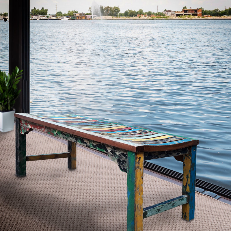 Bowley Recycled Teak Wood Backless Bench, 18" H x 48" W x 18" D