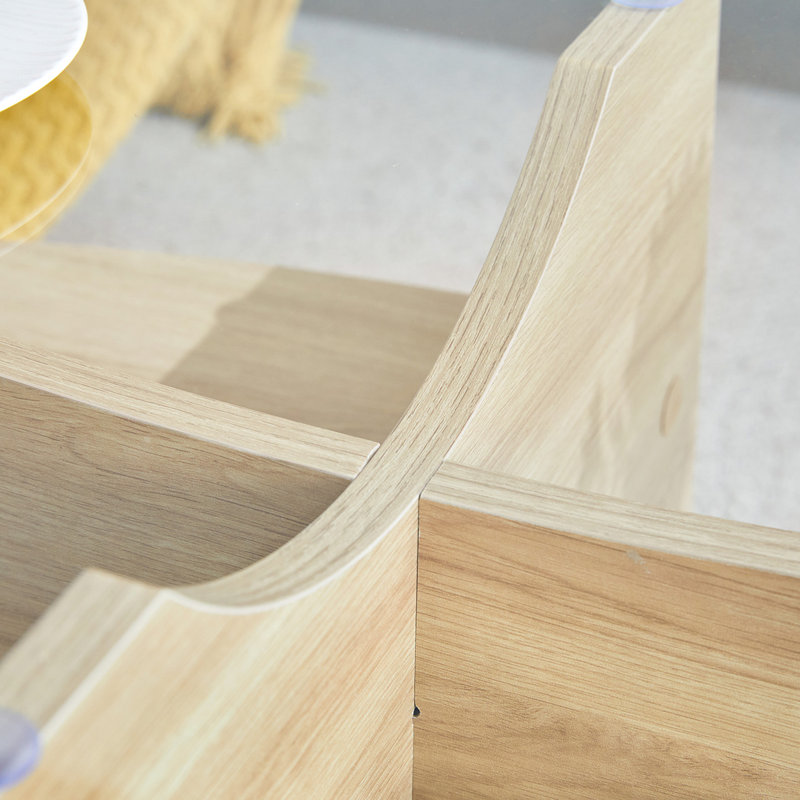 Table basse en verre, Bois naturel