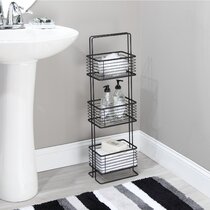 mDesign Plastic Shower Caddy Storage Organizer Tote - Black/Brushed Chrome