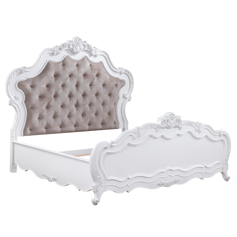 Latisha Button Tufted Bed in White