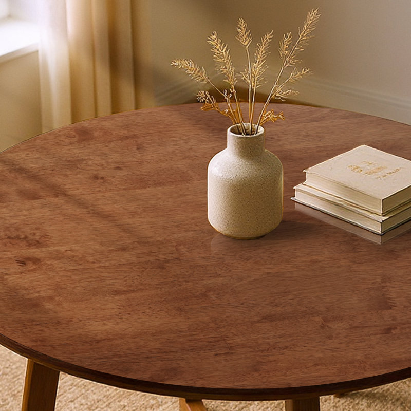  Table de salle à manger ronde de 36 po pour 2 ou 4 personnes, en bois d'hévéa, de style Mid-Century avec pieds croisés Alma, peu encombrante, résistante à l'eau et polyvalente, facile à installer, noyer