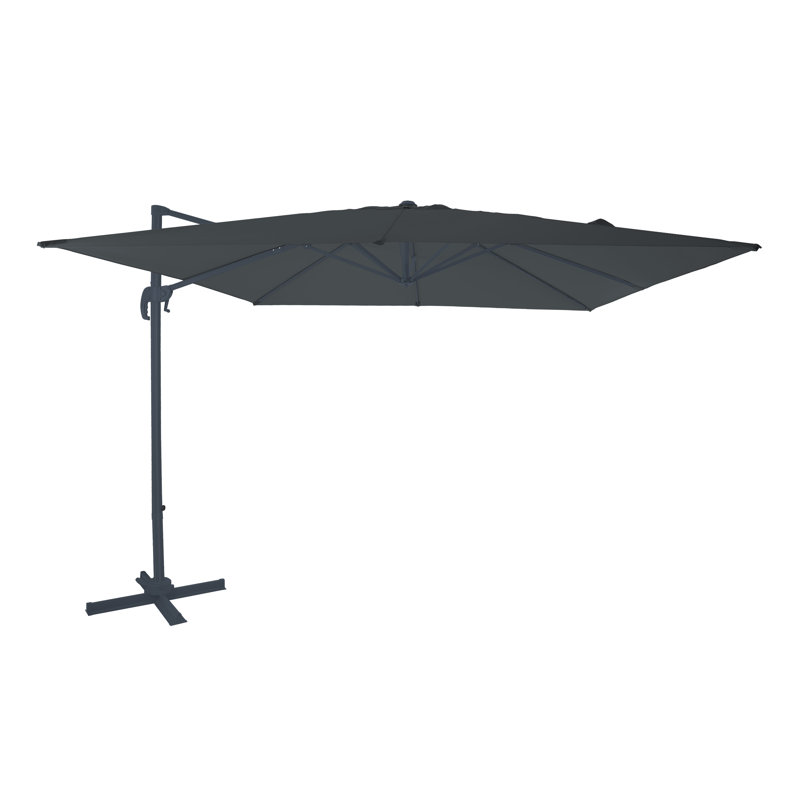 Bryttany 300 cm W X 300 cm D Square Cantilever Parasol with Manual Lift, Grey, Grey