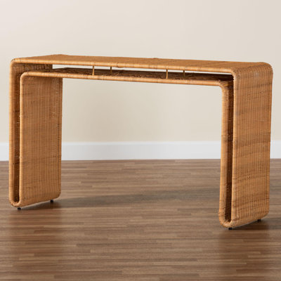 Bali & Pari Nevada Bohemian Light Honey Rattan Console Table
