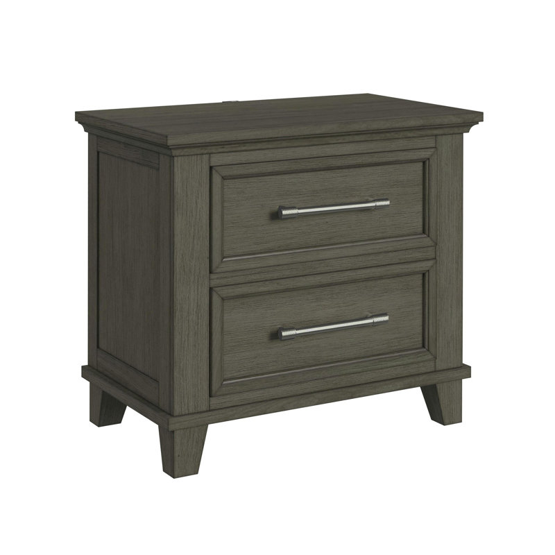 Sneed 2-Drawer Nightstand with USB in Grey, Gray