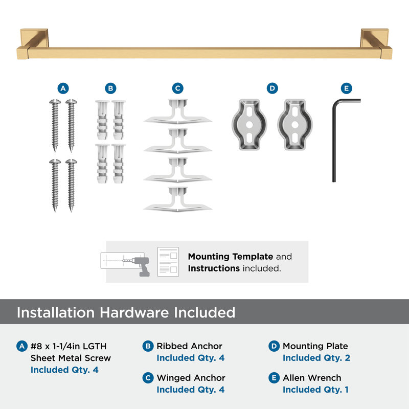 Porte-serviettes mural 25,87 po Appoint, Bronze champagne, P 2,7 po x L 26,8 po x H 0,75 po 