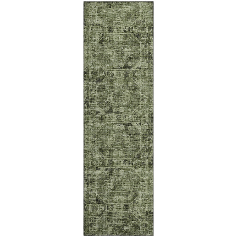 Premium Machine Washable Kelsa AMF41 Olive Rug