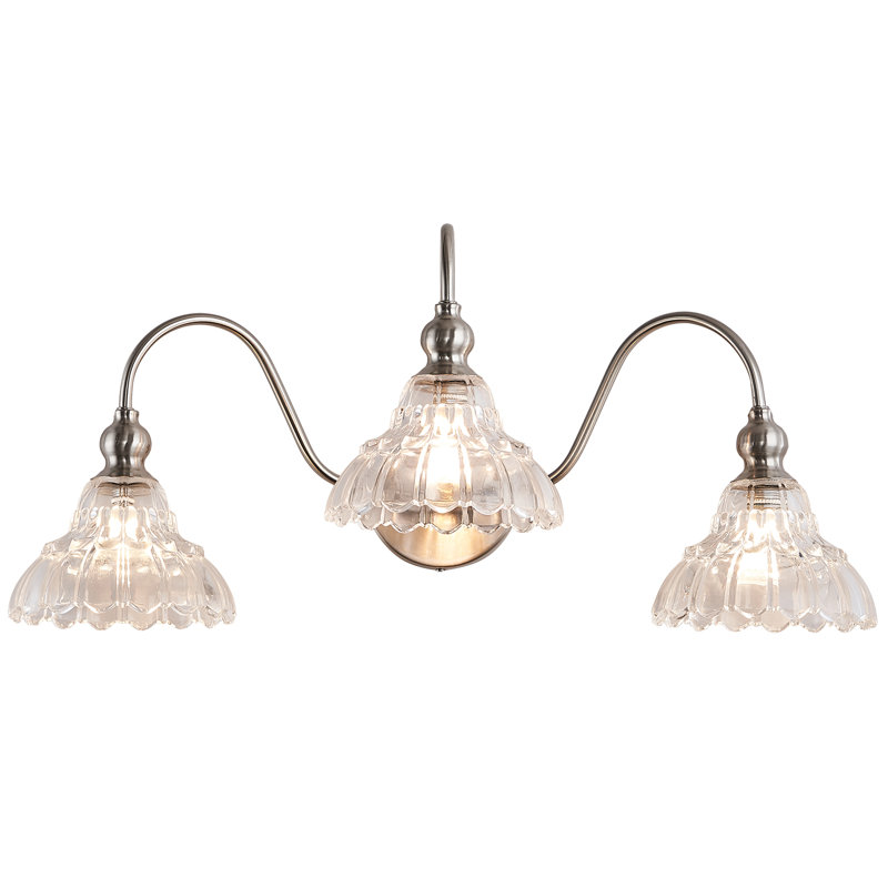 Éclairage pour meuble-lavabo 3 lumières en nickel brossé homologué UL, Nickel sablé, 3, 11.8*23.63*8.66