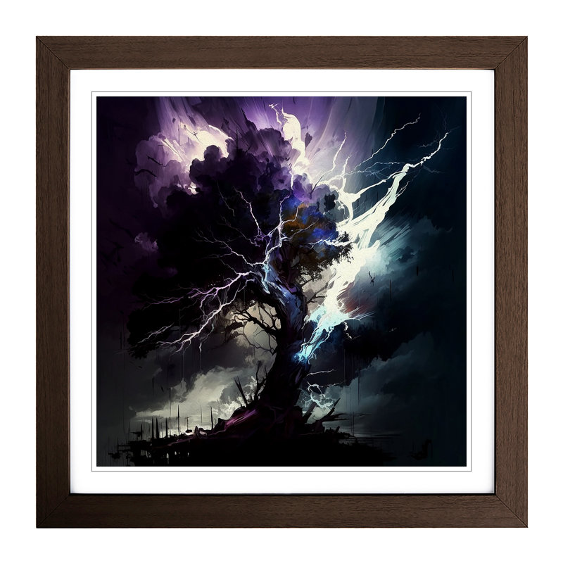 Thunderstorm Gestural Art - Framed Print, Walnut
