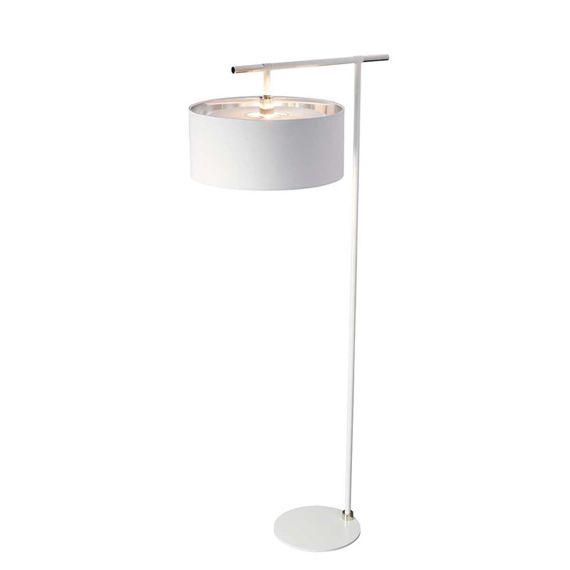 Santistevan 161.6cm Task Floor Lamp, White/Polished nickel