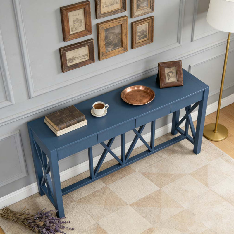 Canapé avec rangement spacieux en acacia, Navy Blue