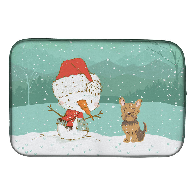 Tapis de séchage labrador Snowman Christmas, Yorkshire avec oreilles coupées