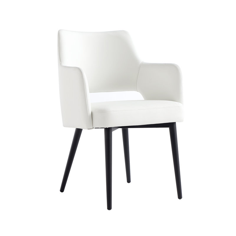 6-Piece Hickson Leatherette Dining Chair with Metal Legs, White