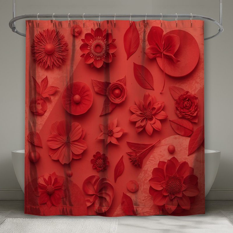 Rideaux de douche Red Flowers, L 70 po x H 84 po