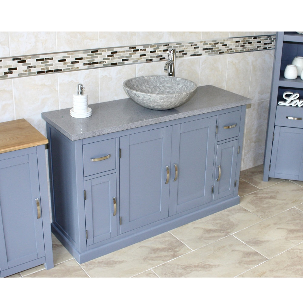 Santorini 1230mm Single Bathroom Vanity with Vessel Stone Basin