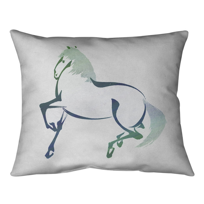 Coussin japonais, Bleu / vert, 20 po x 14 po, Duvet synthétique